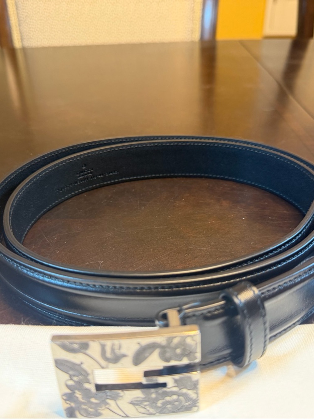 New Gucci Floral G Logo Buckle Black Belt Size 44 / 110 cm Fits a Waist 40 - 44 - Picture 3 of 12